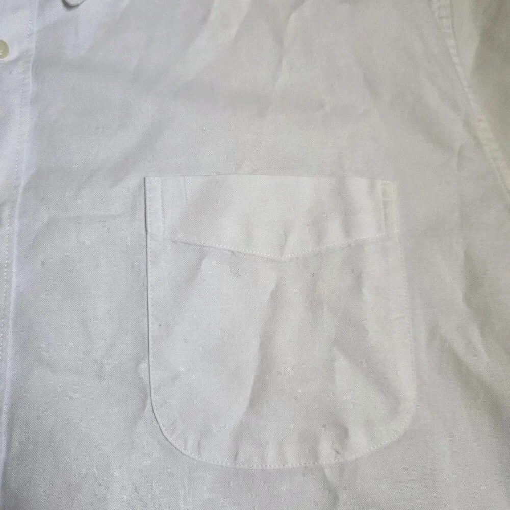 J Crew Broken In Oxford Shirt Mens XXLT XXL Tall White SS Organic Cotton